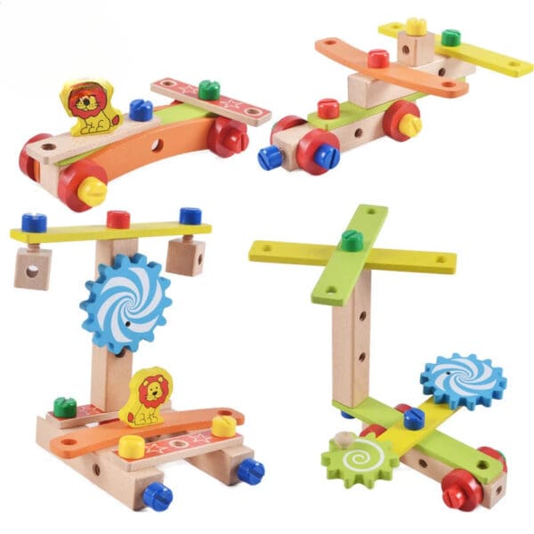 Wholesale Wooden Disassembly Chair Toy Tool Set Montessori Building Blocks for Kids Educational Toys Multifunctional Chair - Image 5