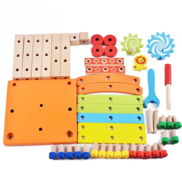 Wholesale Wooden Disassembly Chair Toy Tool Set Montessori Building Blocks for Kids Educational Toys Multifunctional Chair - Image 4