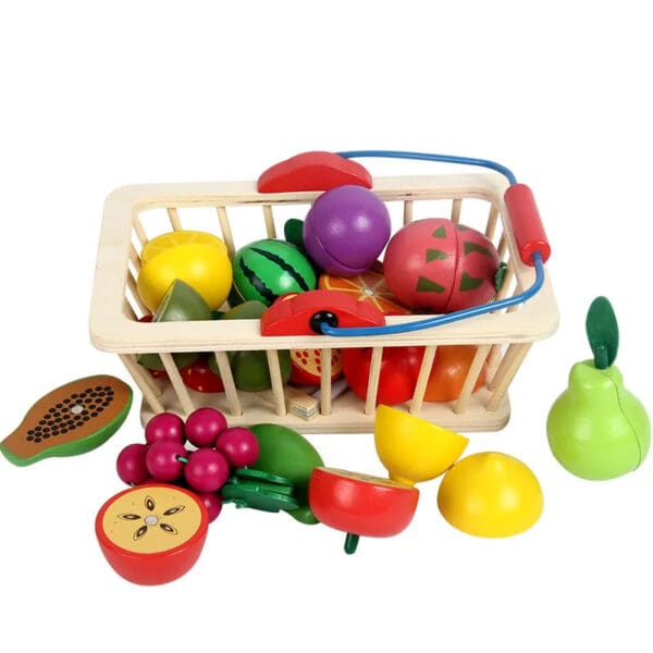 Wholesale Wooden Pretend Play Toys Magnetic Fruit and Vegetable Cutting Set for Kids Kitchen Play Food Educational Toys - Image 2