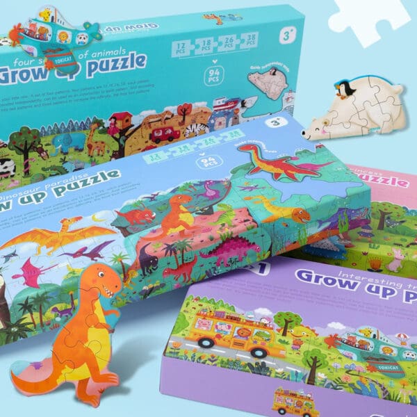 Wholesale Wooden Jigsaw Puzzle 4-in-1 Educational Toy for Kids Fun Early Education Scene Puzzle Dropshipping