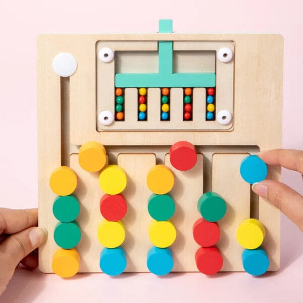 Wholesale Wooden Bead Slide Puzzle Toys Educational Color Moving Game for Kids Brain Training and Hand-Eye Coordination - Image 3