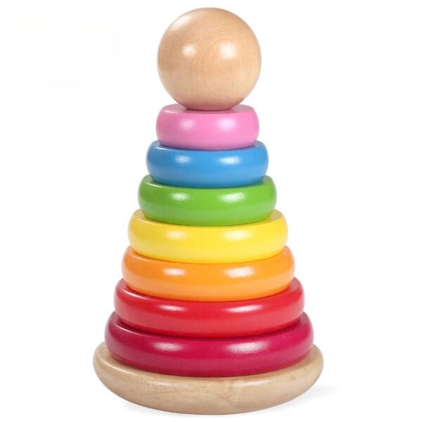 Wholesale Wooden Stacking Game Rainbow Ring Tower Montessori Educational Toy Customized Stacking Blocks Dropshipping - Image 5