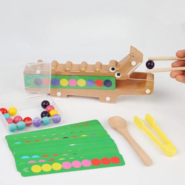 Wholesale Wooden Crocodile Clip Bead Color Matching Game Educational Toys for Kids Early Learning Color Recognition and Sorting - Image 3