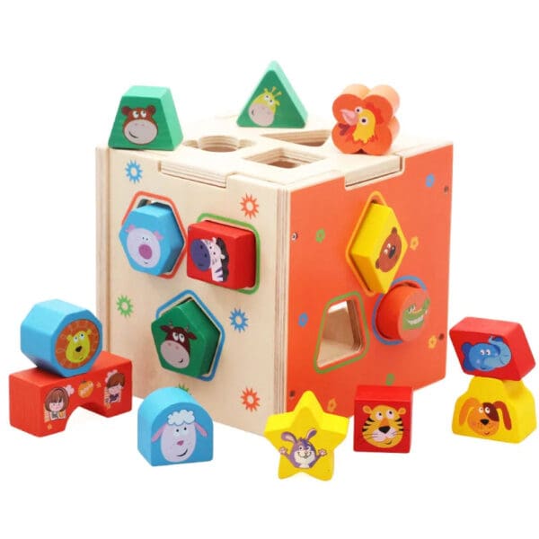 Wholesale Wooden Activity Cube Toys Geometric Shape Pairing Educational Toy for Kids Montessori Learning Dropshipping