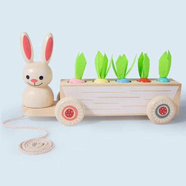 Wholesale Wooden Carrot Harvest Toy 2-in-1 Educational Toy for Kids Pulling Carrot Rabbit Cart and Matching Fruits Dropshipping - Image 6