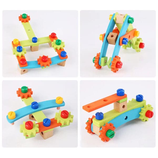 Wholesale Wooden Tool Bench Creative Assembled Building Blocks Simulation Tool Table for Kids Educational Toys Screw and Nut set - Image 2