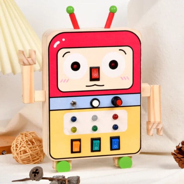 Wholesale Wooden Busy Board Montessori Sensory Toy for Kids Educational LED Light Switch and Colorful Button Learning Fun - Image 11