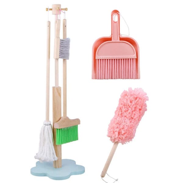 Wholesale Wooden Pretend Play Toys Cleaning Set for Kids Broom and Dustpan Montessori Educational Housekeeping Toy for Kids - Image 5