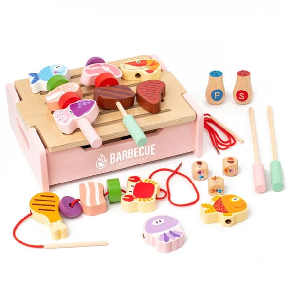 Wholesale Wooden Pretend Play Toys Multifunctional BBQ Grill Set for Kids Interactive Cooking Game Simulation Kitchen Toys - Image 7