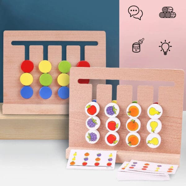 Wholesale Wooden Puzzle Slide Game Montessori Educational Toy for Kids Color and Shape Matching Logic Training Dropshipping - Image 3