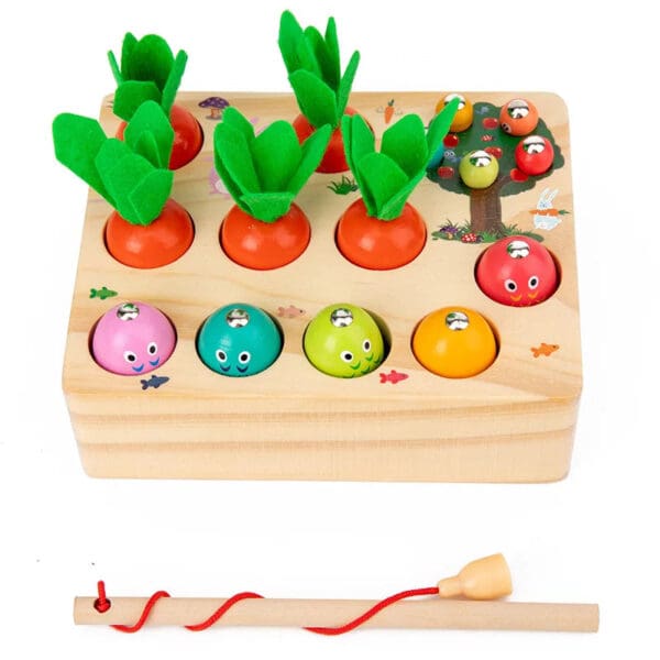 Wholesale Wooden Fish Toys 3-in-1 Carrot Pulling, Fishing, and Bug Catching Game Educational Toy for Kids Dropshipping - Image 6