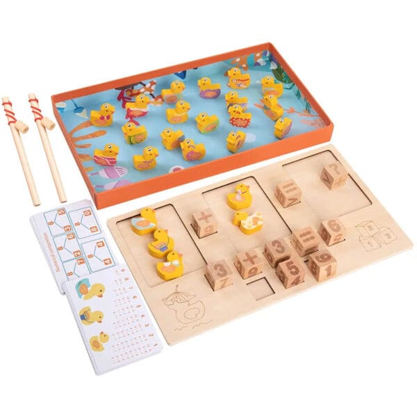 Wholesale Wooden Magnetic Counting Ducks Game Educational Math Toy for Kids Arithmetic Recognition Counting Pairing Fishing Game - Image 5