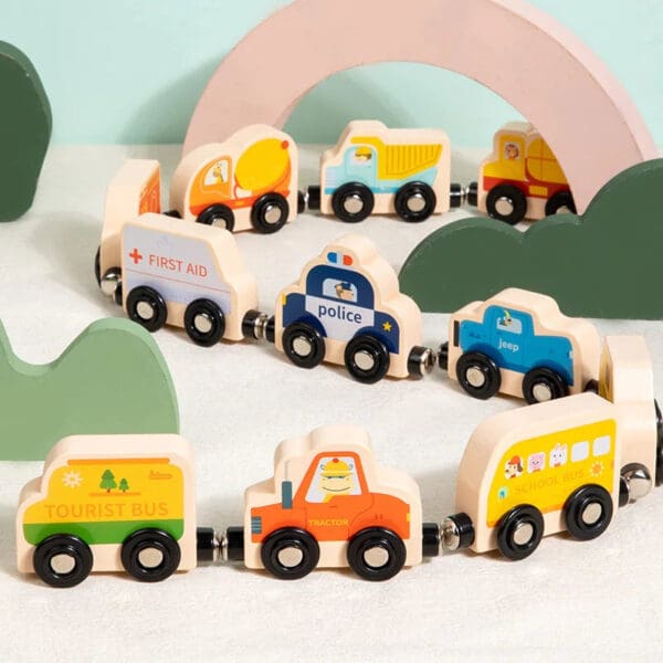 Wholesale Wooden Magnetic Train Toy Educational Mini Traffic Train Set for Kids Number and Animal Cognition Montessori Learning - Image 8