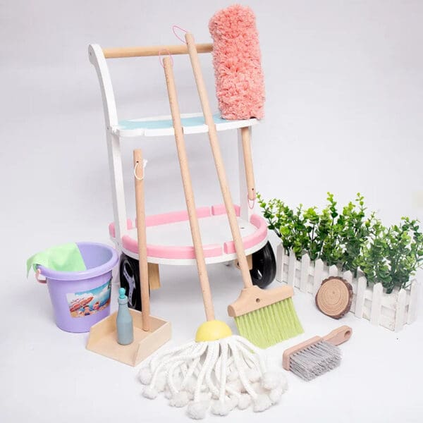 Wholesale Wooden Pretend Play Toys Cleaning Set for Kids Broom and Dustpan Montessori Educational Housekeeping Toy for Kids - Image 7