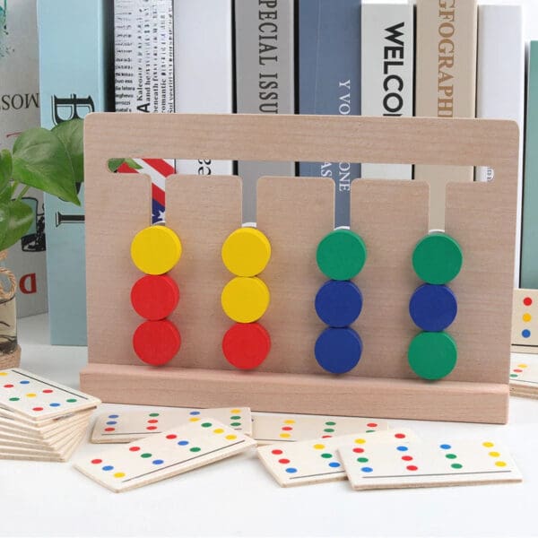 Wholesale Wooden Puzzle Slide Game Four Color Brain Development Logic Training Toy for Kids Dropshipping