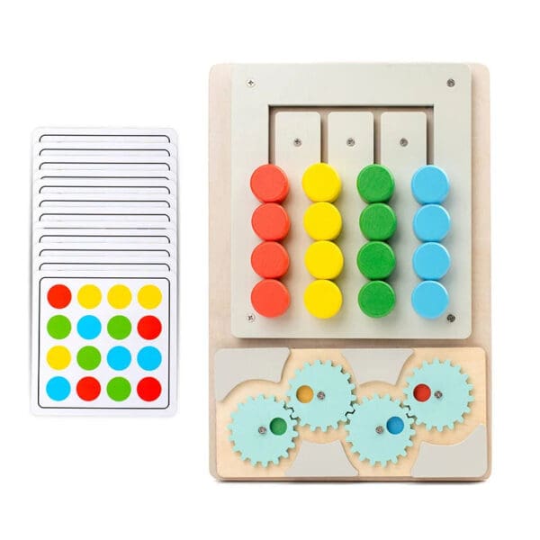 Manufacture Color Matching Game Wooden Puzzle for Kids, Montessori Rotating Four-Color Gear Maze for Shape and Color Recognition - Image 4