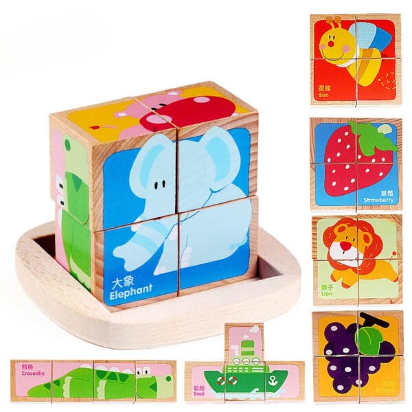 Wholesale Wooden Building Blocks 3D Puzzle Educational Toy for Kids Early Learning Gift Dropshipping