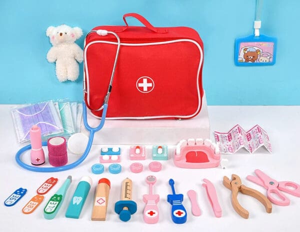 Wholesale Wooden Pretend Play Toys Doctor Nurse Medical Kit Simulation Toy Set for Kids Dropshipping - Image 9