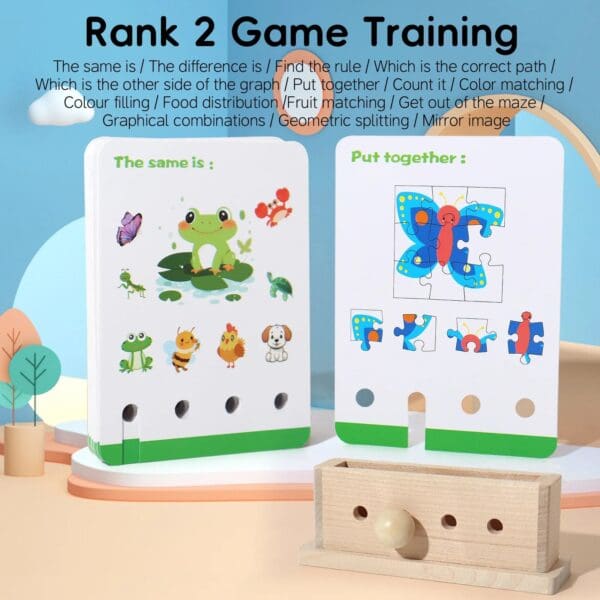 Manufacture Wooden Kids Logic Thinking Training Geometric Shape Color Cognition Learning Cards Early Education Toy - Image 6