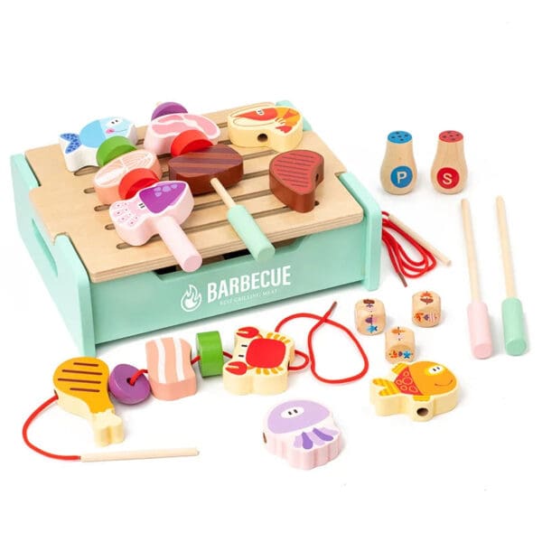 Wholesale Wooden Pretend Play Toys Multifunctional BBQ Grill Set for Kids Interactive Cooking Game Simulation Kitchen Toys - Image 6