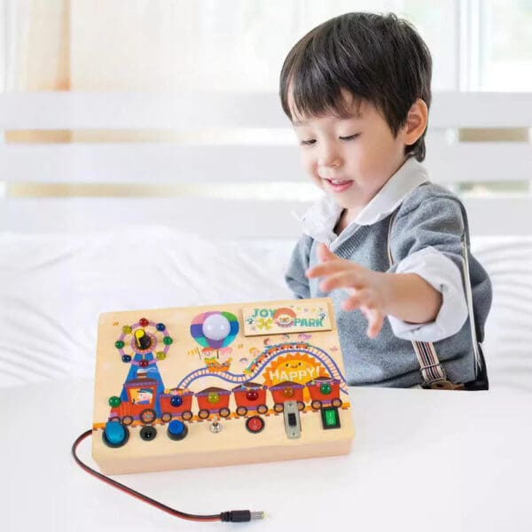 Wholesale Montessori LED Wooden Busy Board Educational Toy for Kids Light-Up Play and Hand-Eye Coordination Early Learning Fun - Image 2