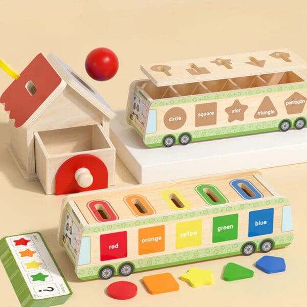 Wholesale Wooden Ball Drop Coin Box Montessori Educational Toy for Kids Shape Matching and Fine Motor Skills Dropshipping