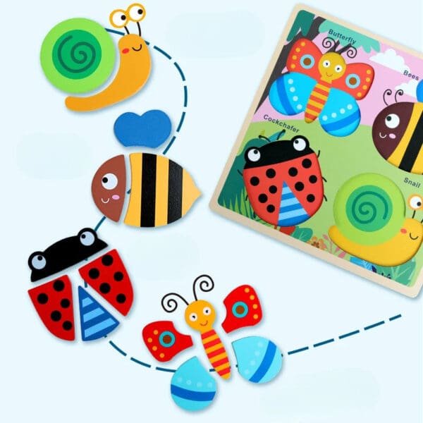 Wholesale Wooden Animal Jigsaw Puzzle Large Size Educational Toy for Kids 1-3 Years Early Childhood Learning Dropshipping - Image 2