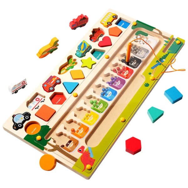 Wholesale Wooden Magnetic Color and Number Maze 3-in-1 Shape Sorting Educational Toy for Kids Dropshipping - Image 5