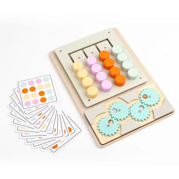 Manufacture Color Matching Game Wooden Puzzle for Kids, Montessori Rotating Four-Color Gear Maze for Shape and Color Recognition - Image 7