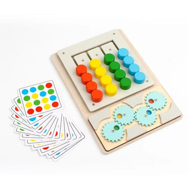 Manufacture Color Matching Game Wooden Puzzle for Kids, Montessori Rotating Four-Color Gear Maze for Shape and Color Recognition - Image 6