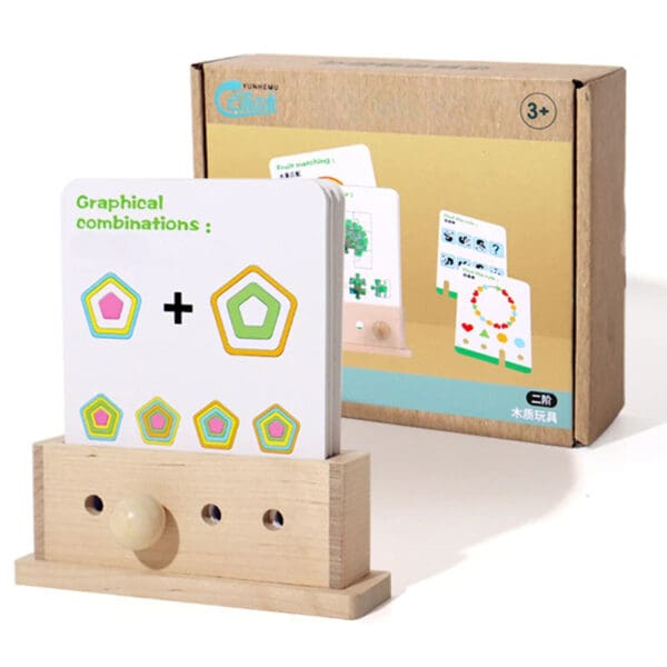 Manufacture Wooden Kids Logic Thinking Training Geometric Shape Color Cognition Learning Cards Early Education Toy - Image 4