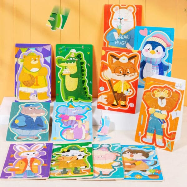 Wholesale Wooden Cartoon Animal Jigsaw Puzzle Educational Montessori Toy for Kids Color Cognition and Early Learning Fun