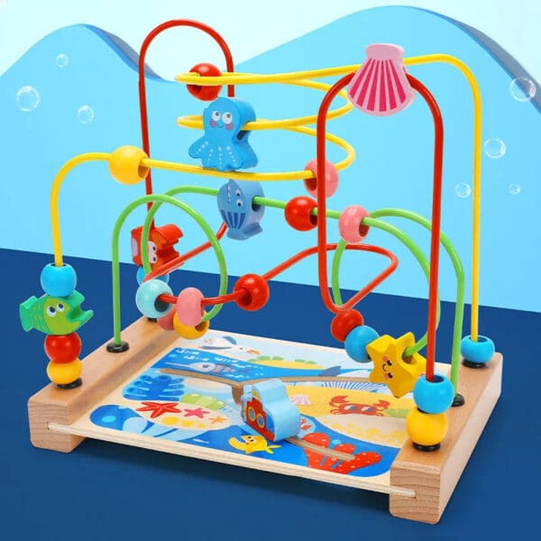 Wholesale Wooden Bead Maze Educational Toy for Toddlers Traffic Ocean-Themed Bead Roller Coaster Dropshipping