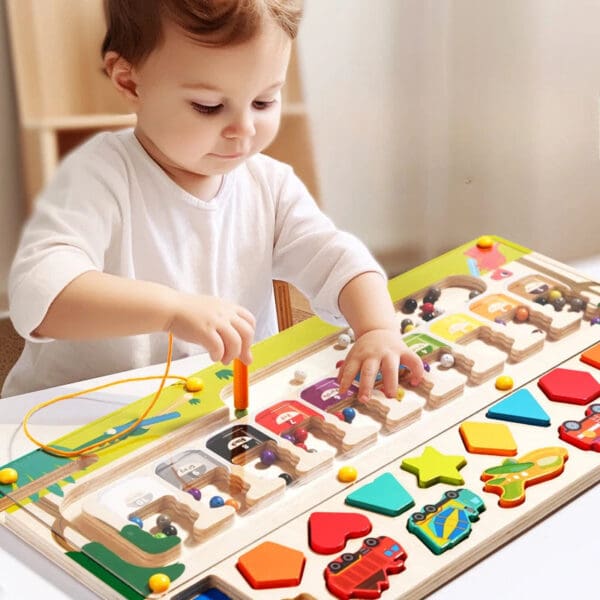 Wholesale Wooden Magnetic Color and Number Maze 3-in-1 Shape Sorting Educational Toy for Kids Dropshipping - Image 2