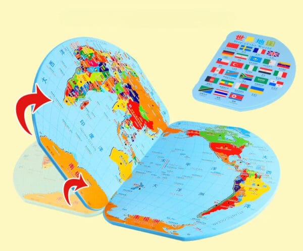 Wholesale Wooden World Map Toy 3D Educational Toy with 36 Country Flags for Kids Geographical Knowledge Dropshipping - Image 3